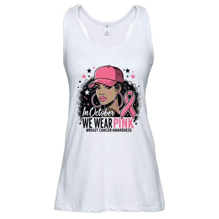 In October We Wear Breast Cancer Awareness Black Women Ladies Essential Flowy Tank