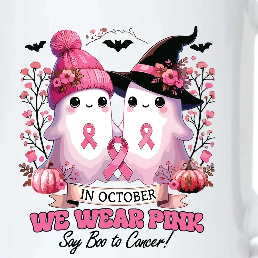 In October We Wear Witch Ghost Pumpkin Breast Cancer Black Color Changing Mug