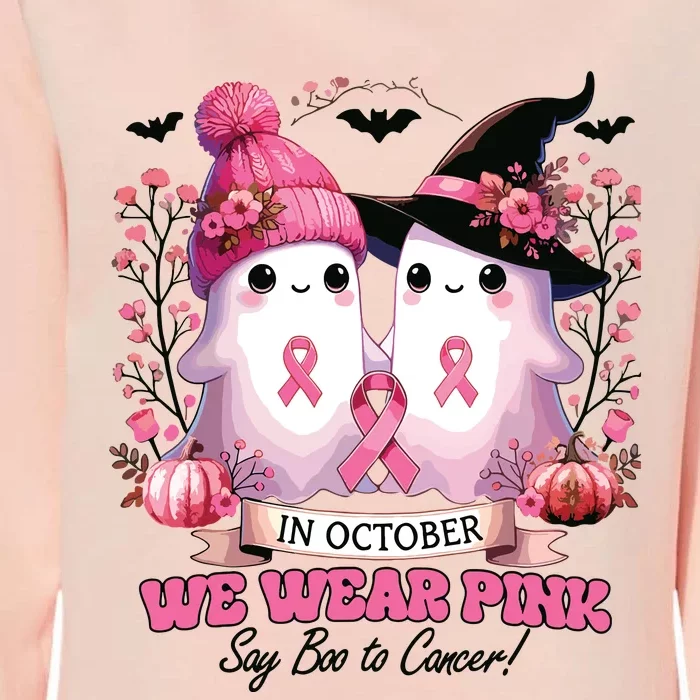 In October We Wear Witch Ghost Pumpkin Breast Cancer Womens California Wash Sweatshirt