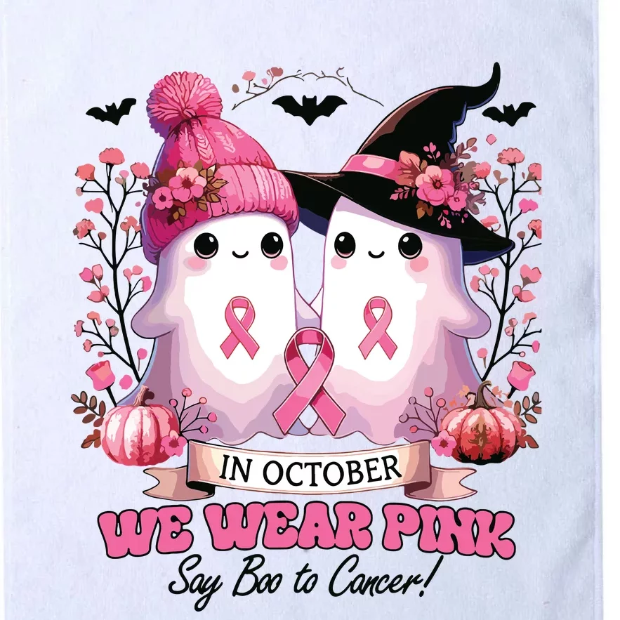 In October We Wear Witch Ghost Pumpkin Breast Cancer Platinum Collection Golf Towel