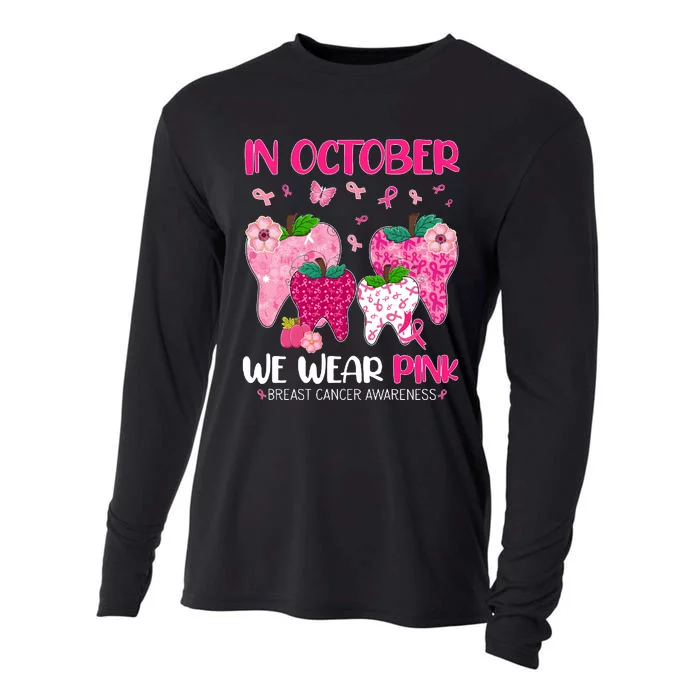 In October We Wear Breast Cancer Awareness Dental Cooling Performance Long Sleeve Crew