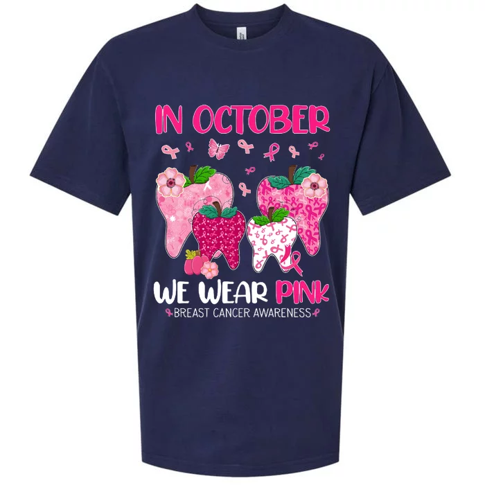 In October We Wear Breast Cancer Awareness Dental Sueded Cloud Jersey T-Shirt