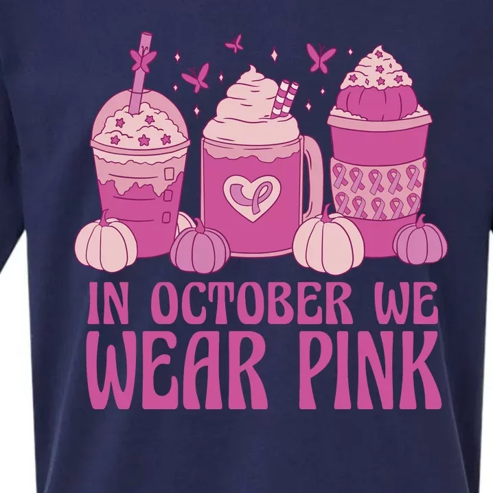 In October We Wear Pink Autumn Pumpkin Coffee Sueded Cloud Jersey T-Shirt