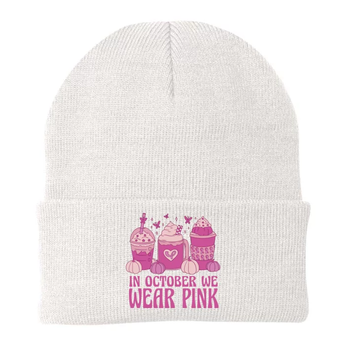 In October We Wear Pink Autumn Pumpkin Coffee Knit Cap Winter Beanie