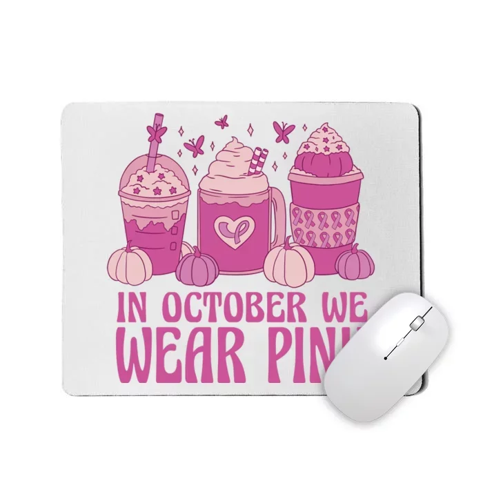 In October We Wear Pink Autumn Pumpkin Coffee Mousepad