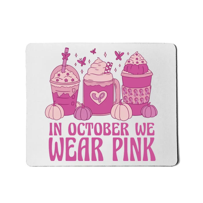 In October We Wear Pink Autumn Pumpkin Coffee Mousepad