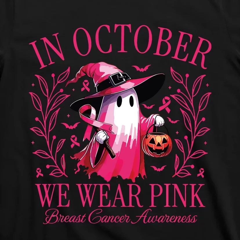 In October We Wear Pin Ghosts Breast Cancer Awareness T-Shirt