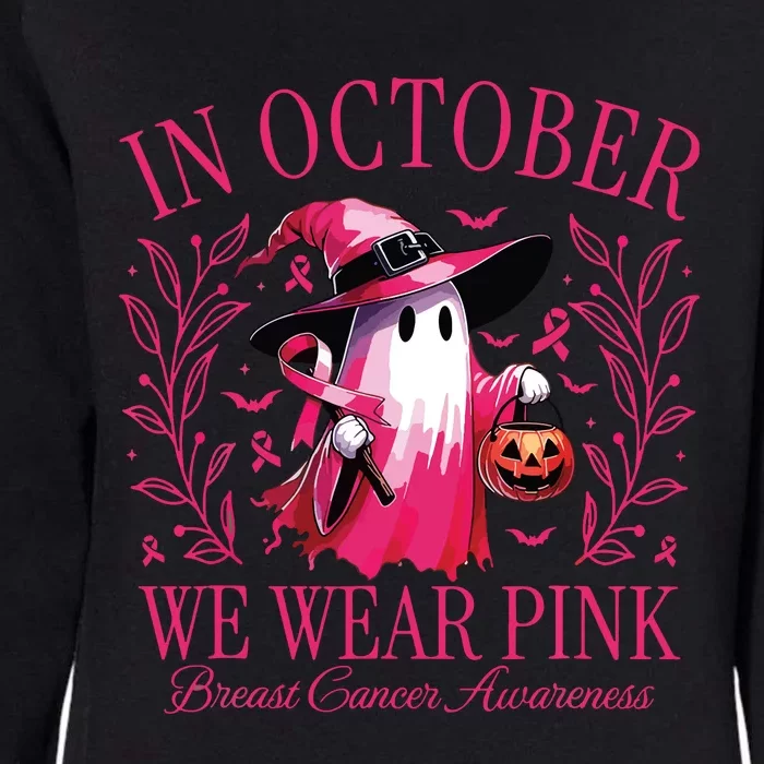 In October We Wear Pin Ghosts Breast Cancer Awareness Womens California Wash Sweatshirt