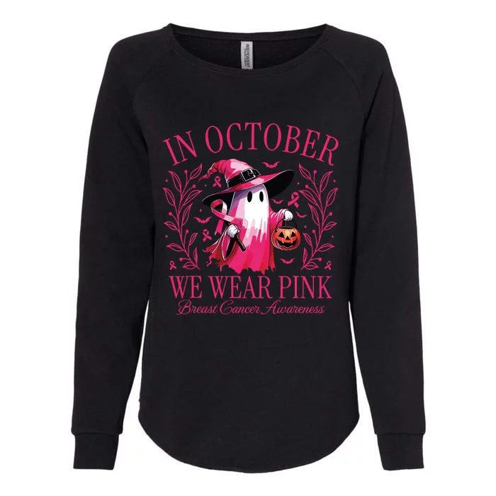 In October We Wear Pin Ghosts Breast Cancer Awareness Womens California Wash Sweatshirt