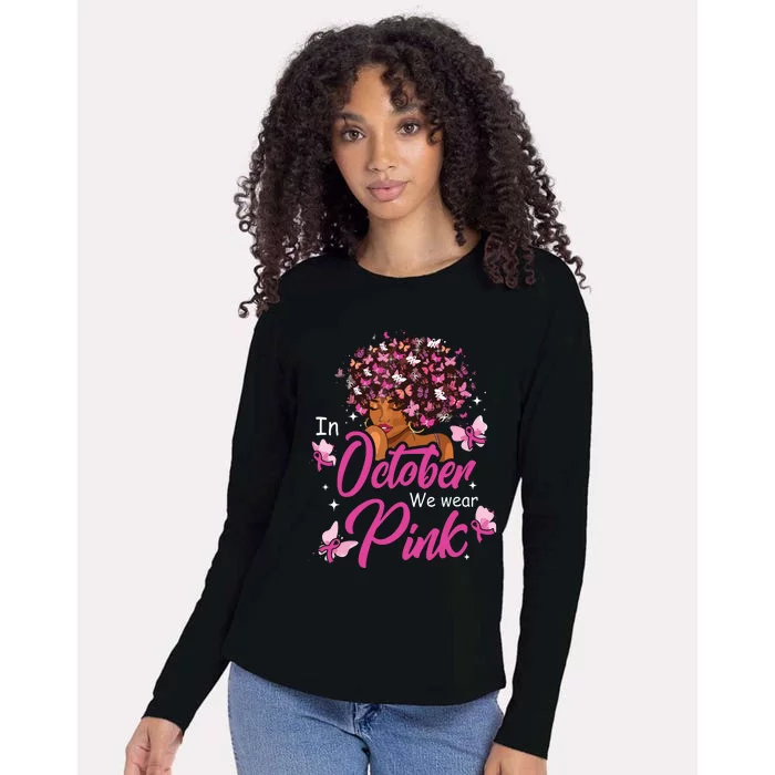 In October We Wear Pink African American Costume Womens Cotton Relaxed Long Sleeve T-Shirt