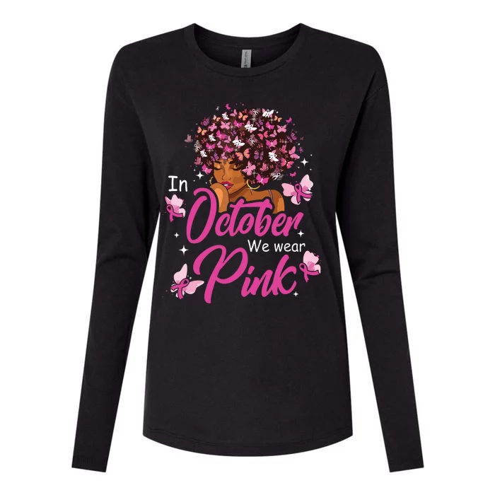 In October We Wear Pink African American Costume Womens Cotton Relaxed Long Sleeve T-Shirt