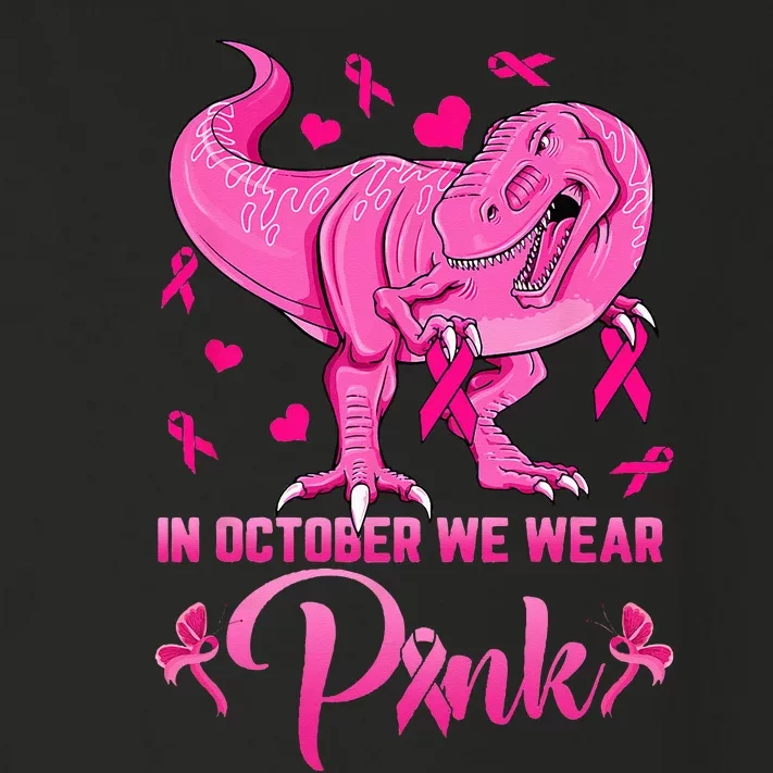 In October We Wear Pink Cute Dino Breast Cancer Toddler Long Sleeve Shirt