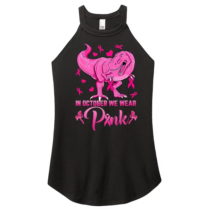 In October We Wear Pink Cute Dino Breast Cancer Women’s Perfect Tri Rocker Tank