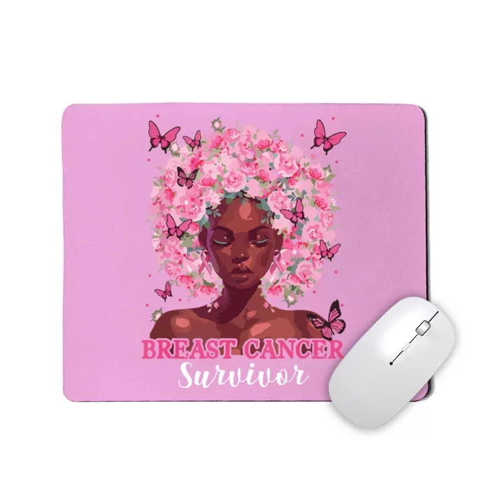 In October We Wear Pink Black Woman Breast Cancer Survivor Mousepad