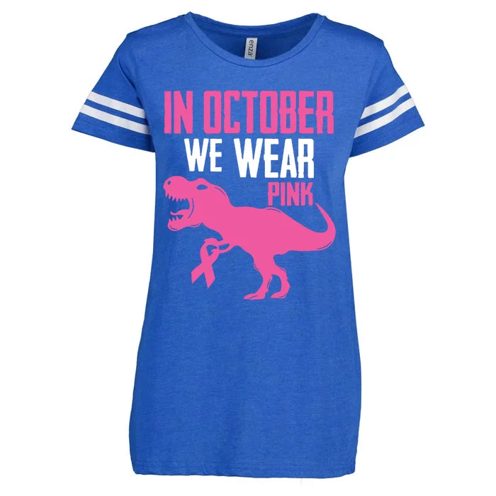 In October We Wear Pink Breast Cancer Awareness Boy Kids Enza Ladies Jersey Football T-Shirt