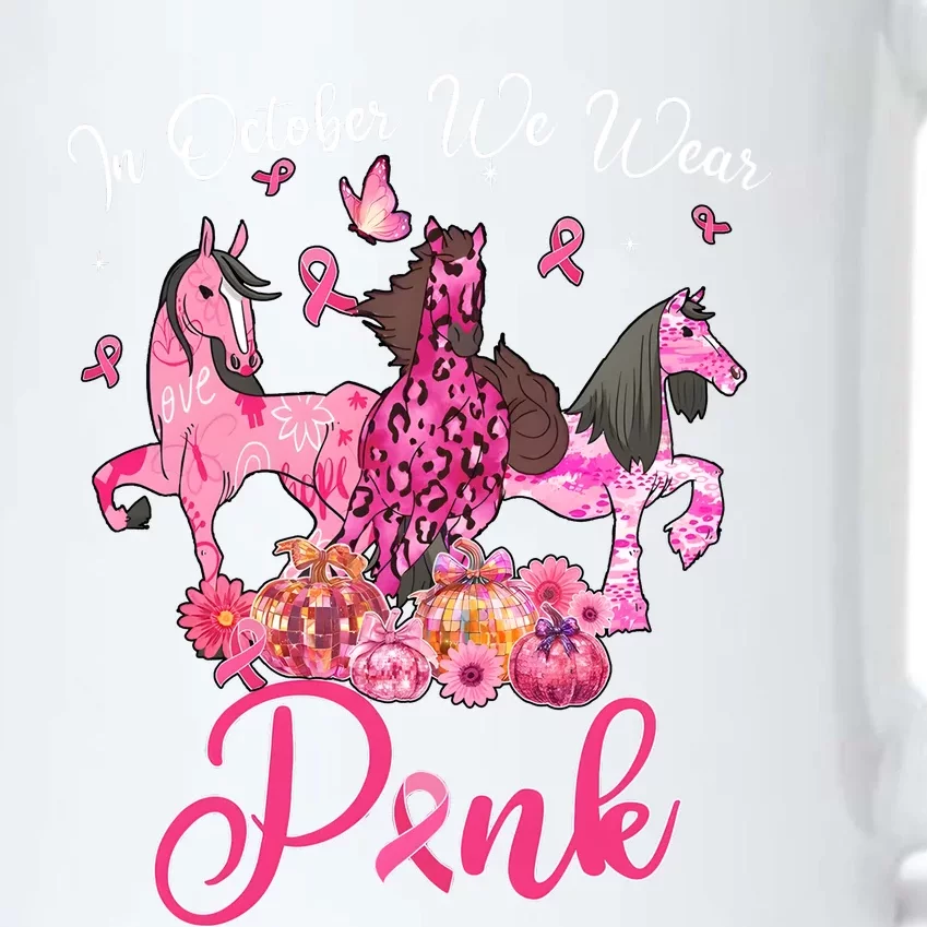 In October We Wear Horse And Pumpkin Breast Cancer Black Color Changing Mug