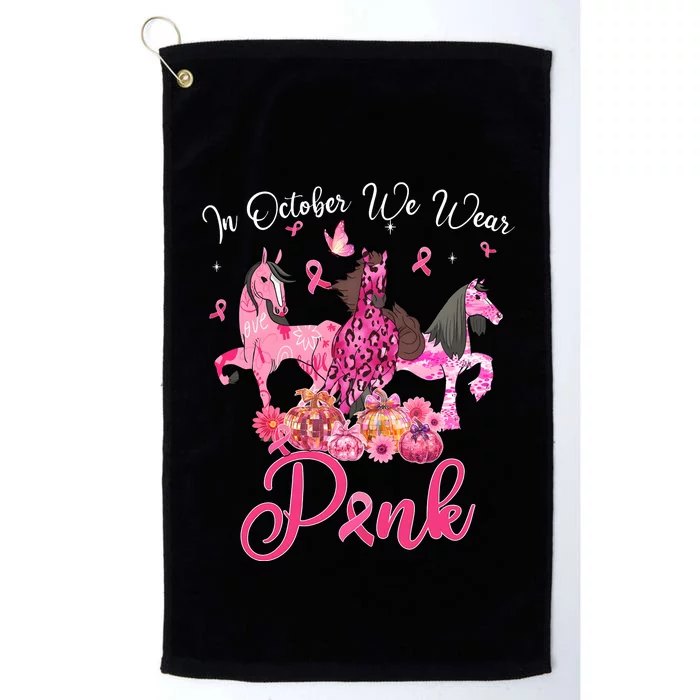 In October We Wear Horse And Pumpkin Breast Cancer Platinum Collection Golf Towel