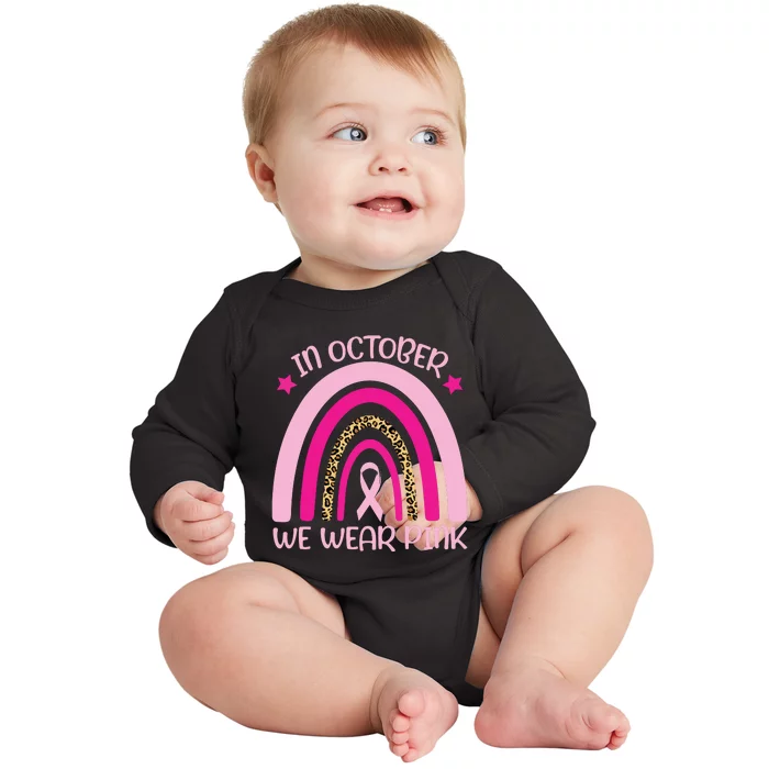 In October We Wear Pink Breast Cancer Awareness Kids Boy Baby Long Sleeve Bodysuit