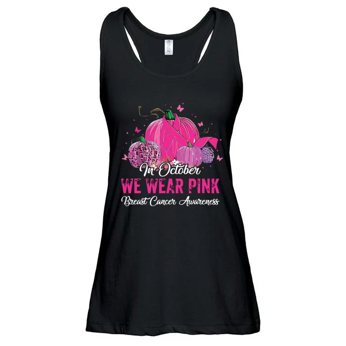 In October We Wear Pink Breast Cancer Awareness Pink Ribbons Ladies Essential Flowy Tank