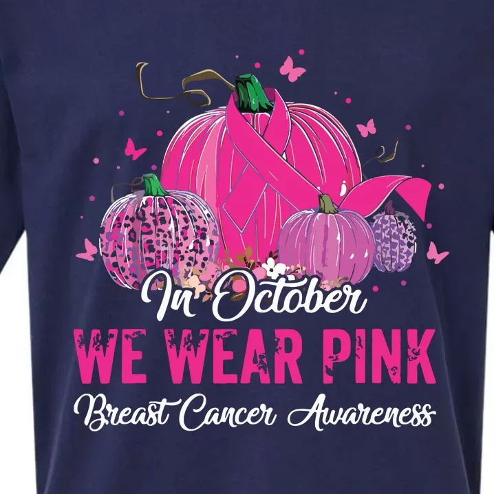 In October We Wear Pink Breast Cancer Awareness Pink Ribbons Sueded Cloud Jersey T-Shirt