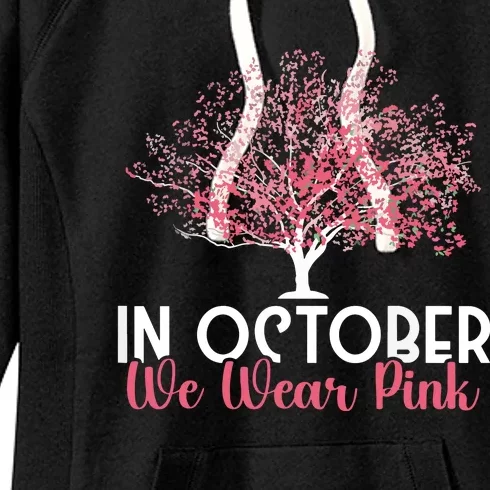 In October We Wear Pink Breast Cancer Awareness Tree Women's Fleece Hoodie