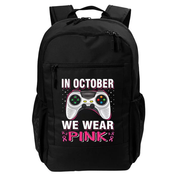 In October We Wear P.Ink Breast Cancer Gaming Gift Daily Commute Backpack