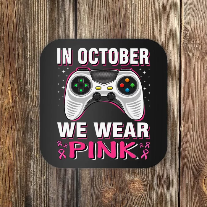 In October We Wear P.Ink Breast Cancer Gaming Gift Coaster