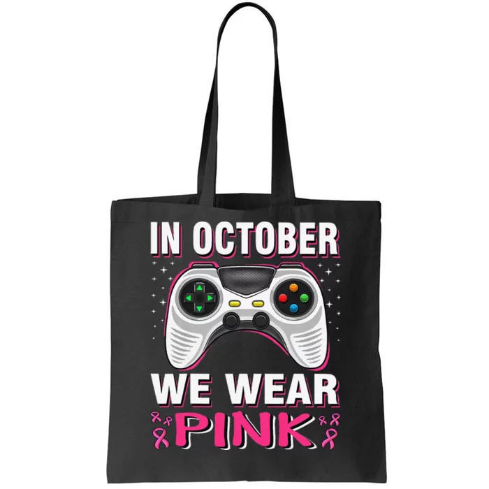 In October We Wear P.Ink Breast Cancer Gaming Gift Tote Bag