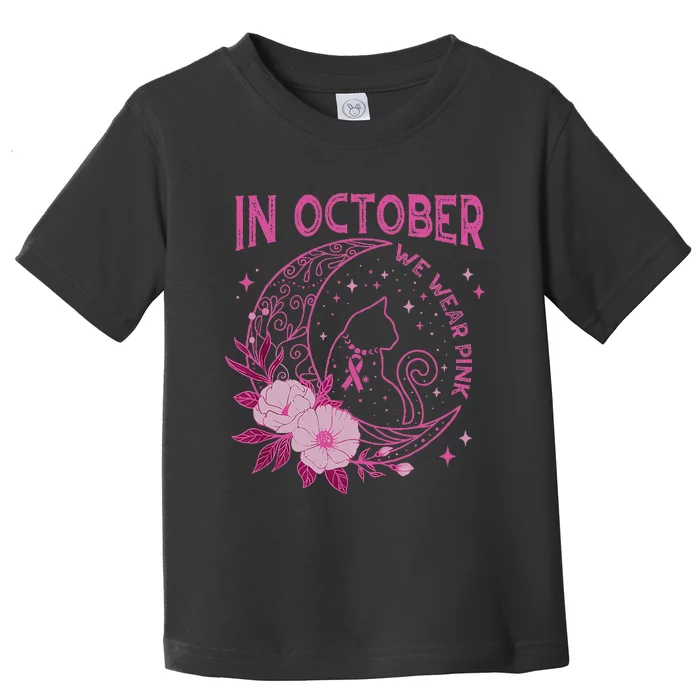 In October We Wear Flower Cat Moon Toddler T-Shirt