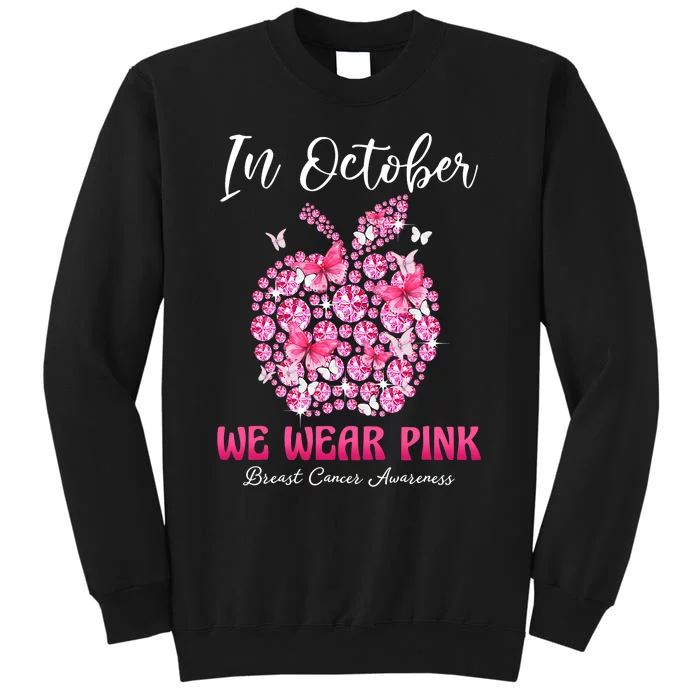 In October We Wear Pink Teacher Butterflies Breast Cancer Sweatshirt