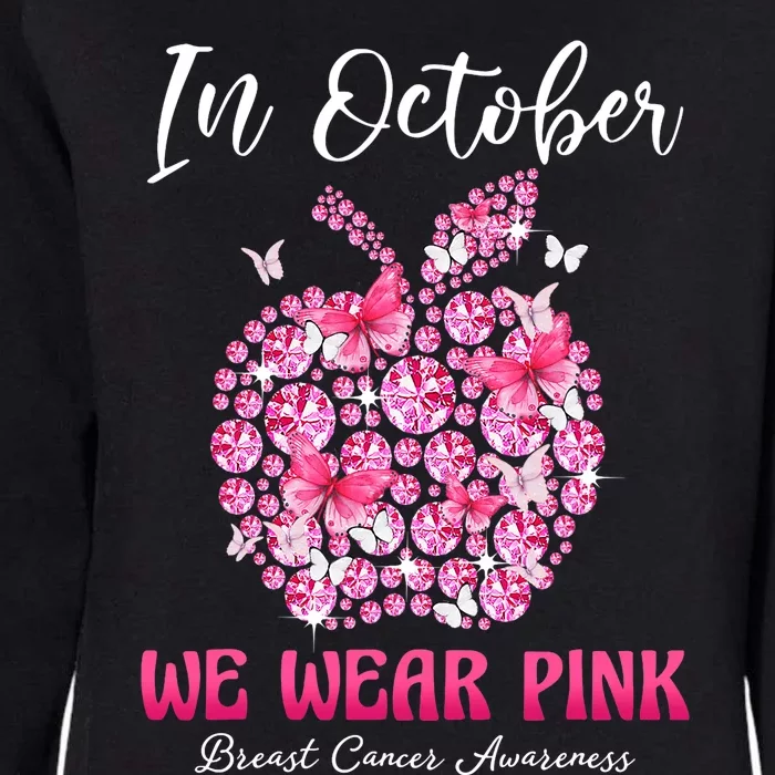 In October We Wear Pink Teacher Butterflies Breast Cancer Womens California Wash Sweatshirt