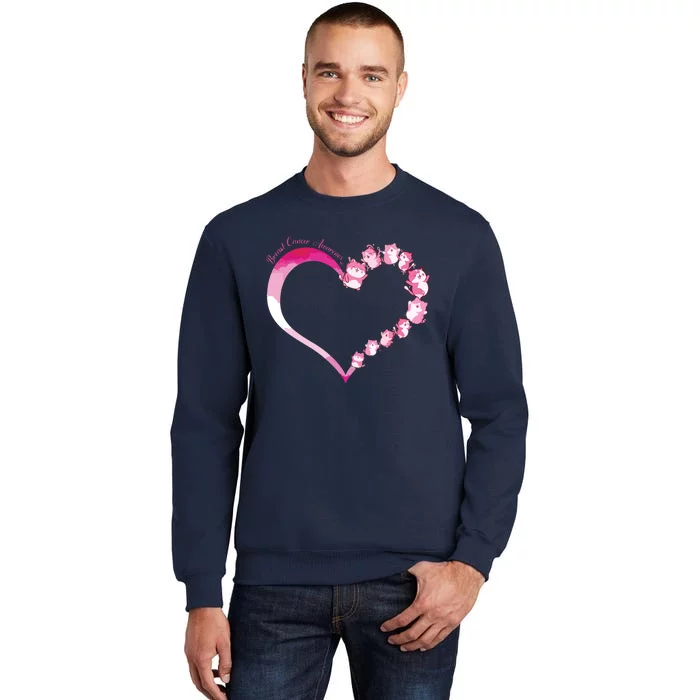 In October We Wear Pink Cute Cat Breast Cancer Awareness Tall Sweatshirt