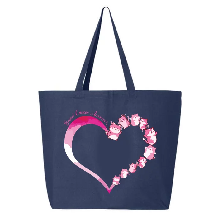 In October We Wear Pink Cute Cat Breast Cancer Awareness 25L Jumbo Tote