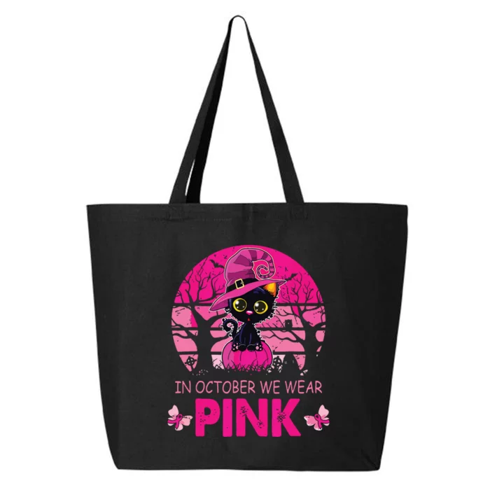 In October We Wear Pink Cute Cat Breast Cancer Awareness 25L Jumbo Tote