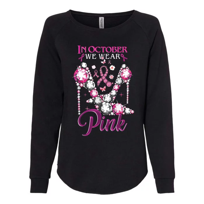 In October We Wear Pink Clogs Ribbon Breast Cancer Awareness Womens California Wash Sweatshirt