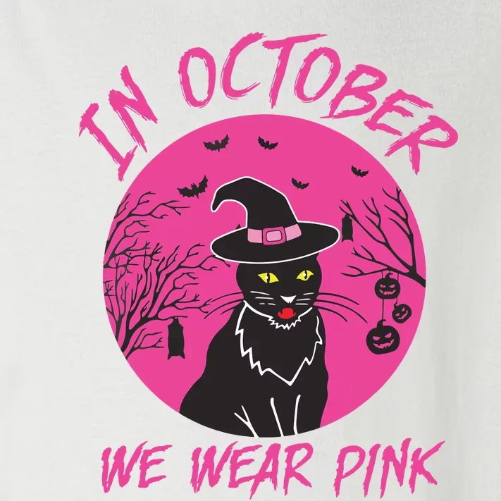 In October We Wear Pink Cute Cat Breast Cancer Awareness Toddler Long Sleeve Shirt