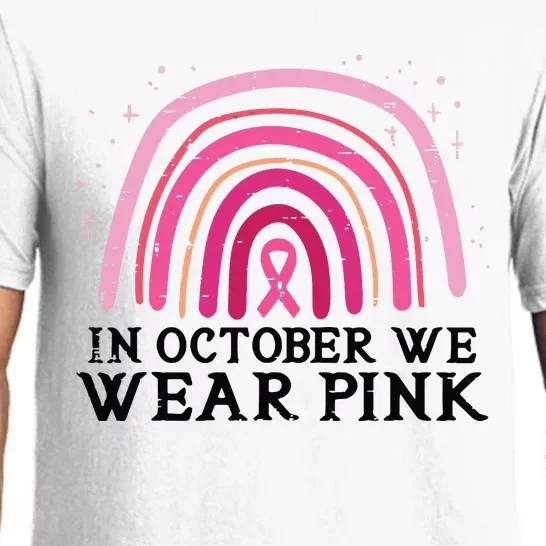 In October We Wear Pink Rainbow Breast Cancer Awareness Pajama Set