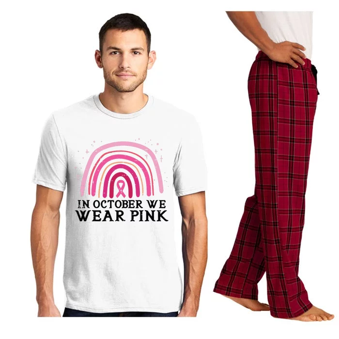 In October We Wear Pink Rainbow Breast Cancer Awareness Pajama Set