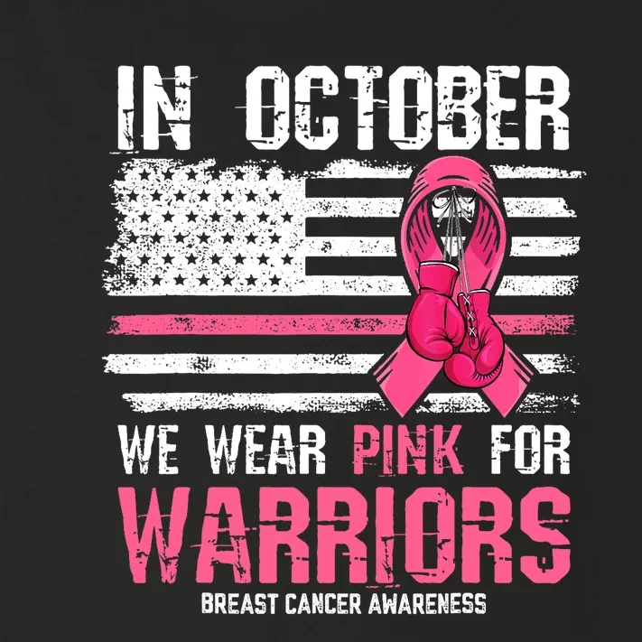 In October We Wear Pink For Warriors Breast Cancer Awareness Design Pink Ribbon Toddler Long Sleeve Shirt