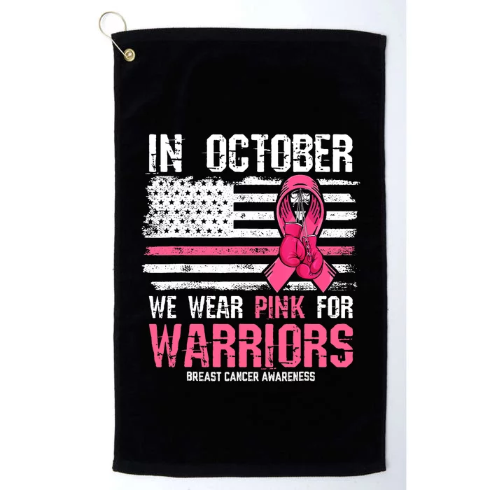 In October We Wear Pink For Warriors Breast Cancer Awareness Design Pink Ribbon Platinum Collection Golf Towel