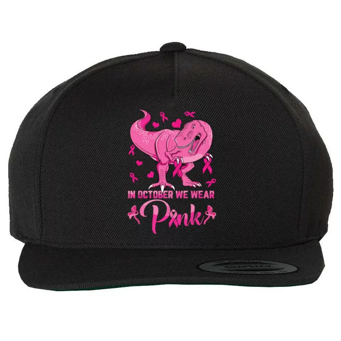 In October We Wear Pink Cute Dino Breast Cancer Kids Boy Wool Snapback Cap