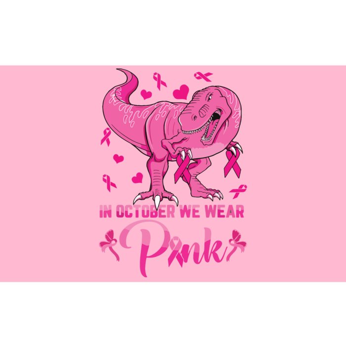 In October We Wear Pink Cute Dino Breast Cancer Kids Boy Bumper Sticker