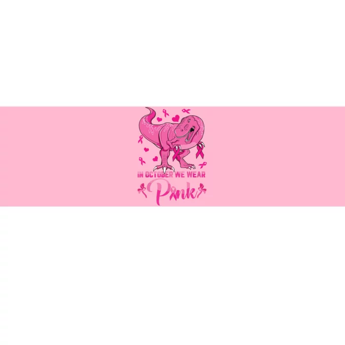 In October We Wear Pink Cute Dino Breast Cancer Kids Boy Bumper Sticker