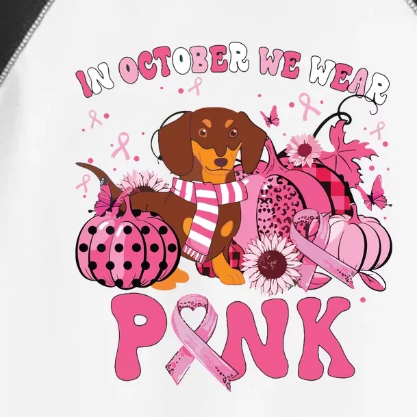 In October We Wear Pink Dachshund Breast Cancer Halloween Toddler Fine Jersey T-Shirt