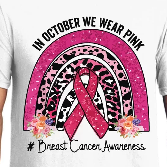 In October We Wear Pink Rainbow Breast Cancer Awareness Pajama Set