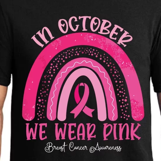 In October We Wear Pink Rainbow Breast Cancer Awareness Pajama Set