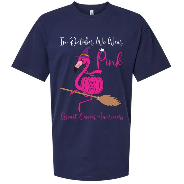 In October We Wear Pink Flamingo Breast Cancer Awareness Sueded Cloud Jersey T-Shirt