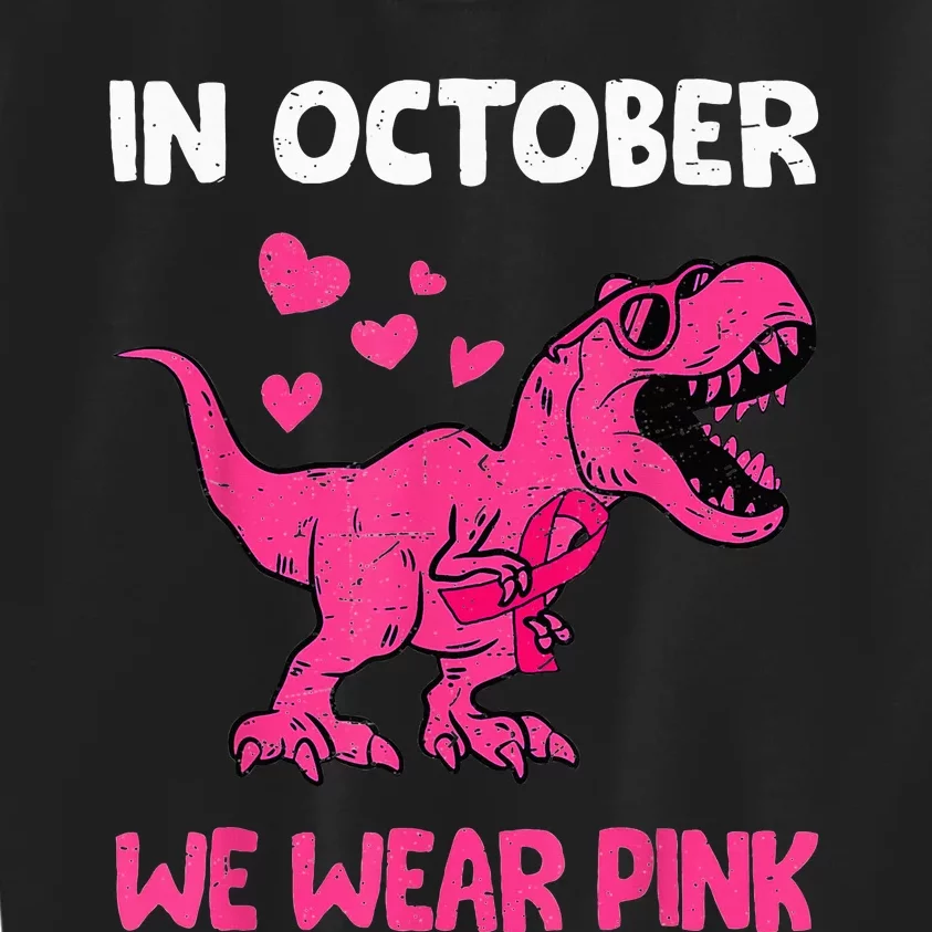 In October We Wear Pink Cute Dinosaur Breast Cancer Kids Sweatshirt