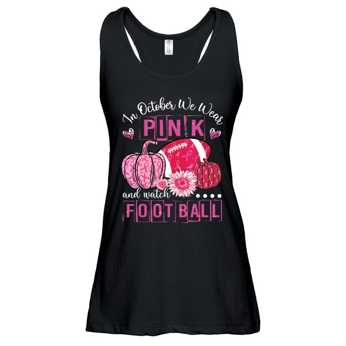 In October We Wear Pink Football Breast Cancer Awareness Ladies Essential Flowy Tank