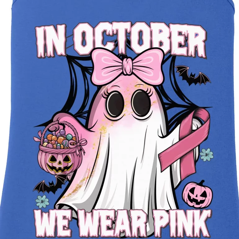 In October We Wear P.I.N.K Breast Cancer Awareness Ghost Ladies Essential Tank